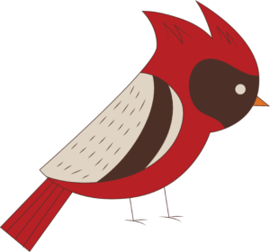 An illustration of a bird, a cardinal to be exact.